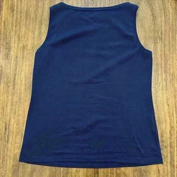 Talbots Blue Ladies Sleeveless Bateau Neck Tank, Size Large petite  Navy - Picture 2 of 7